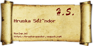 Hruska Sándor névjegykártya